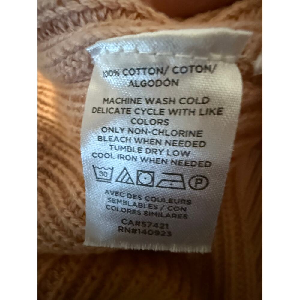 LOFT Women’s Chunky Knit V-Neck Sweater – Size Large – 100% Cotton Peach - Picture 9 of 10